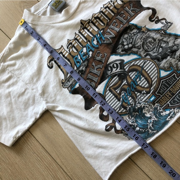 Vintage Harley Davidson Daytona Beach Bike Week Cropped T Shirt 3D Emblem - Picture 6 of 7